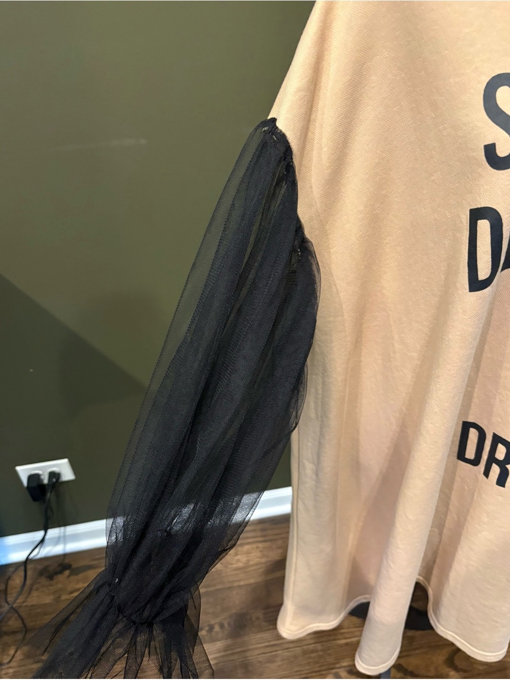 Kate Hewko Graphic Dress with Sheer Black Sleeve Detail - Picture 3 of 4